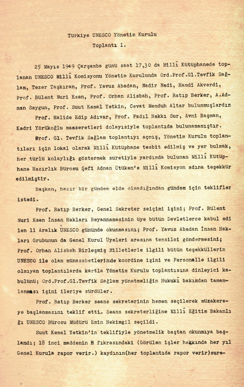 UNESCO Türkiye Millî Komisyonu Yönetim Kurulu 1. Toplantısı